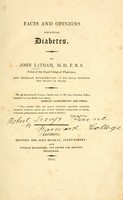view Facts and opinions concerning diabetes / by John Latham, M.D.