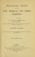 view Practical notes on the new American and other remedies / by R. Tuthill Massy.