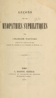 view Leçons sur les myopathies syphilitiques / par Charles Mauriac.