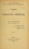 view Tabes et paralysie générale / par J. Nageotte.