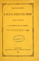 view Tratamiento de los que en apariencia estan ahogados y modo de salvar a las personas que se ahogan / (Publicacion de la Oficina Hidrografica de Chile.).