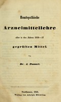 view Homöopathische Arzneimittellehre aller in den Jahren 1850-[62] geprüften Mittel / von A. Possart.