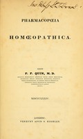 view Pharmacopoeia homoeopathica / edidit F. F. Quin.