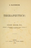 view A handbook of therapeutics / by Sydney Ringer.