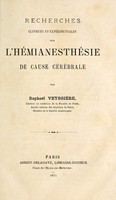 view Recherches cliniques et expimentales sur l'hianesthie de cause crale / par Rapha Veyssie.