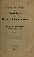 view Neue Beiträge zur Physiologie des Gesichtssinnes / von A.W. Volkmann.