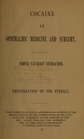 view Cocaine in ophthalmic medicine and surgery / by Henry W. Williams.