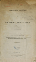 view An inaugural discourse on medical eclecticism : by James Conquest Cross, M.D.