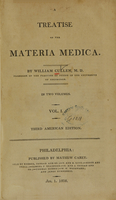 view A treatise of the materia medica / by William Cullen ... in two volumes. Vol. I[-II].