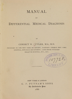 view Manual of differential medical diagnosis / by Condict W. Cutler.