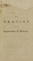 view An oration on the improvement of medicine : pronounced before a respectable auditory of citizens, in the Federal Hall, in the city of New-York ; according to appointment of the Medical Society of the State of New York, at their anniversary meeting, on the 16th January, 1794 / by Amasa Dingley, physician.