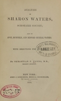 view Analysis of Sharon waters, Schoharie County : also of Avon, Richfield, and Bedford mineral waters : with directions for invalids / by Sebastian F. Fonda.