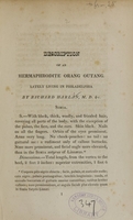 view Description of an hermaphrodite orang outang lately living in Philadelphia / by Richard Harlan.