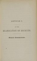 view Hints on the medical examination of recruits for the Army : and on the discharge of soldiers from the service on surgeon's certificate : adapted to the service of the United States / by Thomas Henderson.