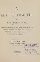 view A key to health / by A.G. Hinckley.