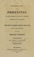 view An inaugural essay on phrenitis.