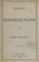 view Hopkins' chalybeate water, with analysis, certificates, &c.