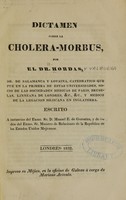 view Dictámen sobre la cholera-morbus / por el Dr. Hordas.