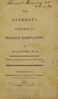 view The student's chemical pocket companion / by W.S. Jacobs, M.D.