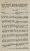 view Discourse on the evidences of the power of small doses and attenuated medicines, including a theory of potentization : read before the Homoeopathic Society of New York, March 19th, 1847, and published by request of the society / by B.F. Joslin.