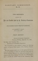 view Two reports concerning the aid and comfort given by the Sanitary Commission : to sick soldiers passing through Washington / by Frederick N. Knapp.