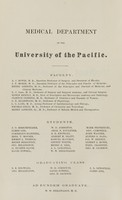 view Valedictory delivered at the ninth annual commencement of the Medical Department of the University of the Pacific : at Mercantile Library Hall, December 7th, 1871 / by L.C. Lane, M.D., professor of surgery &c. ; published by the graduates.