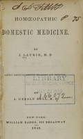 view Homoeopathic domestic medicine / by J. Laurie.