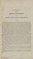 view Account of the medical properties of the Grey Sulphur Springs.