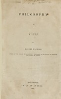 view The philosophy of sleep / by Robert Macnish.