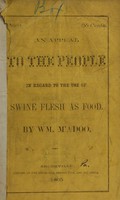 view An appeal to the people in regard to the use of swine flesh as food / by Wm. M'Adoo.