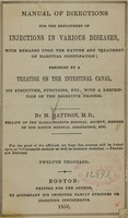 view Manual of directions for the employment of injections in various diseases : with remarks upon the nature and treatment of habitual constipation : preceded by a treatise on the intestinal canal, its structure, functions, etc., with a description of the digestive process / by M. Mattson.