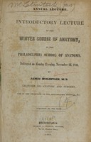 view Introductory lecture to the winter course of anatomy, in the Philadelphia School of Anatomy : delivered on Monday evening, November 2d, 1840 / by James M'Clintock.