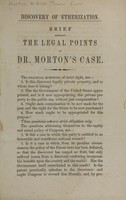 view Discovery of etherization : brief embracing the legal points of Dr. Morton's case.