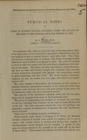 view Surgical notes of cases of gunshot injuries occurring during the advance of the Army of the Cumberland in the summer of 1863 / by I. Moses.