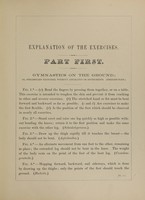 view Instructions in gymnastics / by Arthur and Charles Nahl ; illustrated with fifty-three plates, containing several hundred figures, designed and engraved by the authors, representing the various exercises on the ground, the vaulting horse, parallel bars, horizontal bars, rings, etc., including construction of pyramids, plans of apparatus, etc.