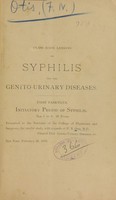 view Class room lessons on syphilis and the genito-urinary diseases.