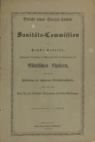 view Bericht eines Spezial-Comite der Sanitäts-Comission der Stadt Detroit, enthaltend Vorschläge zu Massregelen für die Anwendung der asiatischen Cholera und für die Beförderung des allgemeinen Gesundheitszustandes, sowie auch einen Plan für ein städtisches Dispensary und dessen Wirkungen / Z. Pitcher.