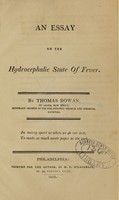 view An essay on the hydrocephalic state of fever / by Thomas Rowan.