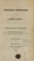 view Medical inquiries and observations : upon the diseases of the mind.