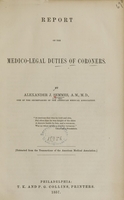 view Report on the medico-legal duties of coroners / by Alexander J. Semmes.