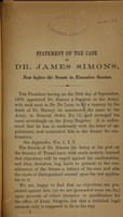 view Statement of the case of Dr. James Simons, now before the Senate in executive session.