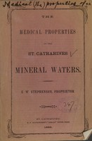 view The medical properties of the St. Catharines mineral waters.