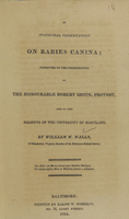 view An inaugural dissertation on rabies canina.