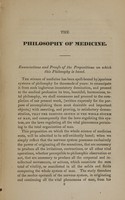 view The philosophy of medicine : deduced from a series of self-evident propositions, developing self-evident principles for illustrating the medical sciences to intuitive demonstration / by Ezekiel Webb.