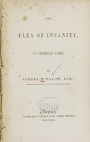 view The plea of insanity in criminal cases / by Forbes Winslow.