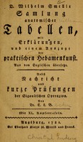 view Sammlung anatomischer Tabellen, mit Erklärungen, und einem Auszuge der praktischen Habamenkunst : Aus dem Englischen übersetzt. Nebst Nachricht und kurze Prüfungen der Sigaultschen Operazion / Von Dr. C.L. B[ecker]. Mix XL Kupfertafeln.