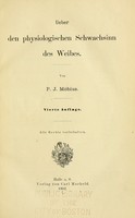 view Ueber den physiologischen Schwachsinn des Weibes / von P.J. Möbius.