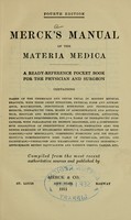 view Merck's manual of the materia medica : a ready reference pocket book for the physician and surgeon: containing names of the chemicals and drugs ... / compiled from the most recent authoritative sources and published by Merck & Co.