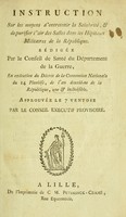 view Instruction sur les moyens d'entretenir la salubrité, & de purifier l'air des salles dans les hôpitaux militaires de la République / redigée par le Conseil de Santé du Département de la Guerre, en exécution du décret de la Convention Nationale.