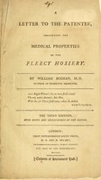 view A letter to the patentee concerning the medical properties of the fleecy hosiery / by William Buchan, M.D., author of Domestic medicine.